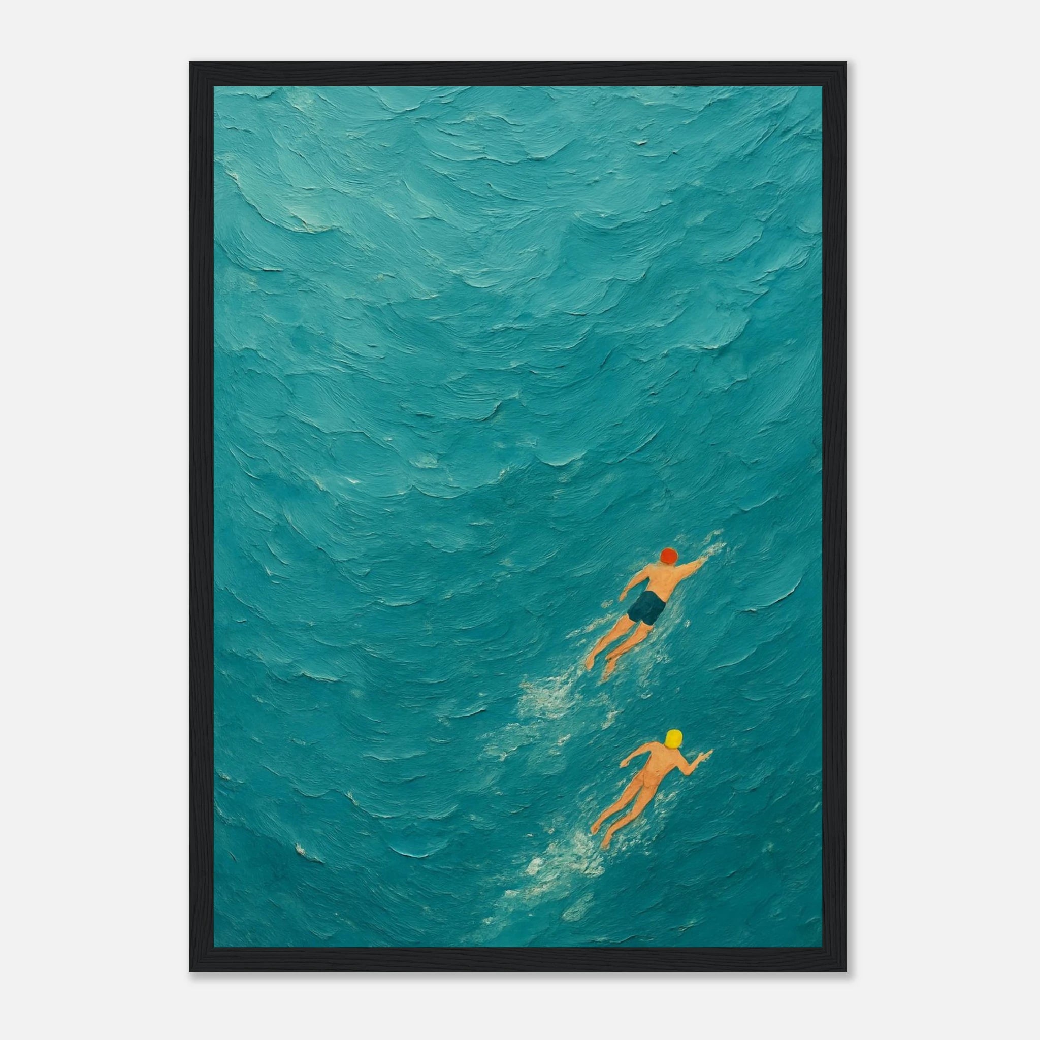 Black frame A3 (29.7 x 42 cm) - Ocean Swimmers Wall Art | Textured Painterly Sea Print - Play By Print
