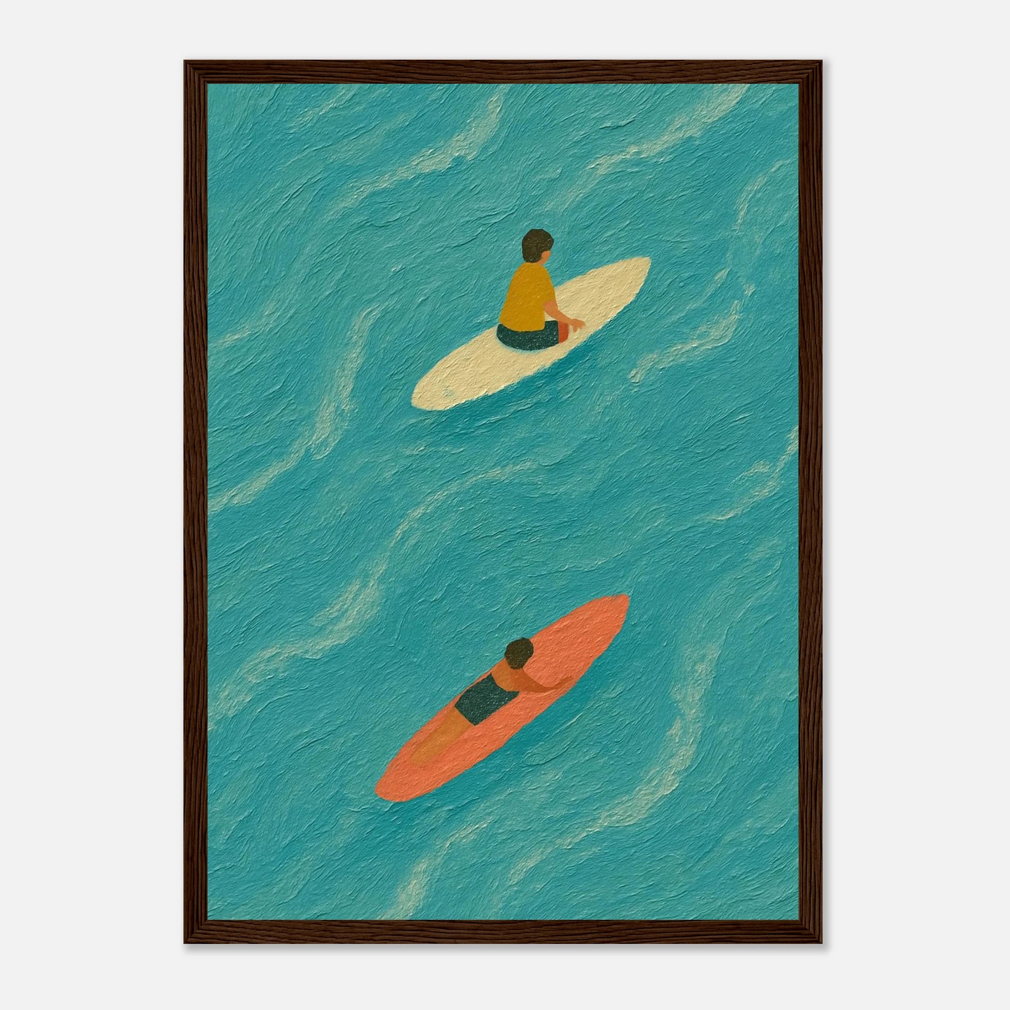 Dark wood frame A3 (29.7 x 42 cm) - "Drift and Dream" Surf Print | Minimal Coastal Wall Art - Play By Print