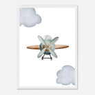White frame - Vintage Wooden Propeller Plane Wall Art - Olga