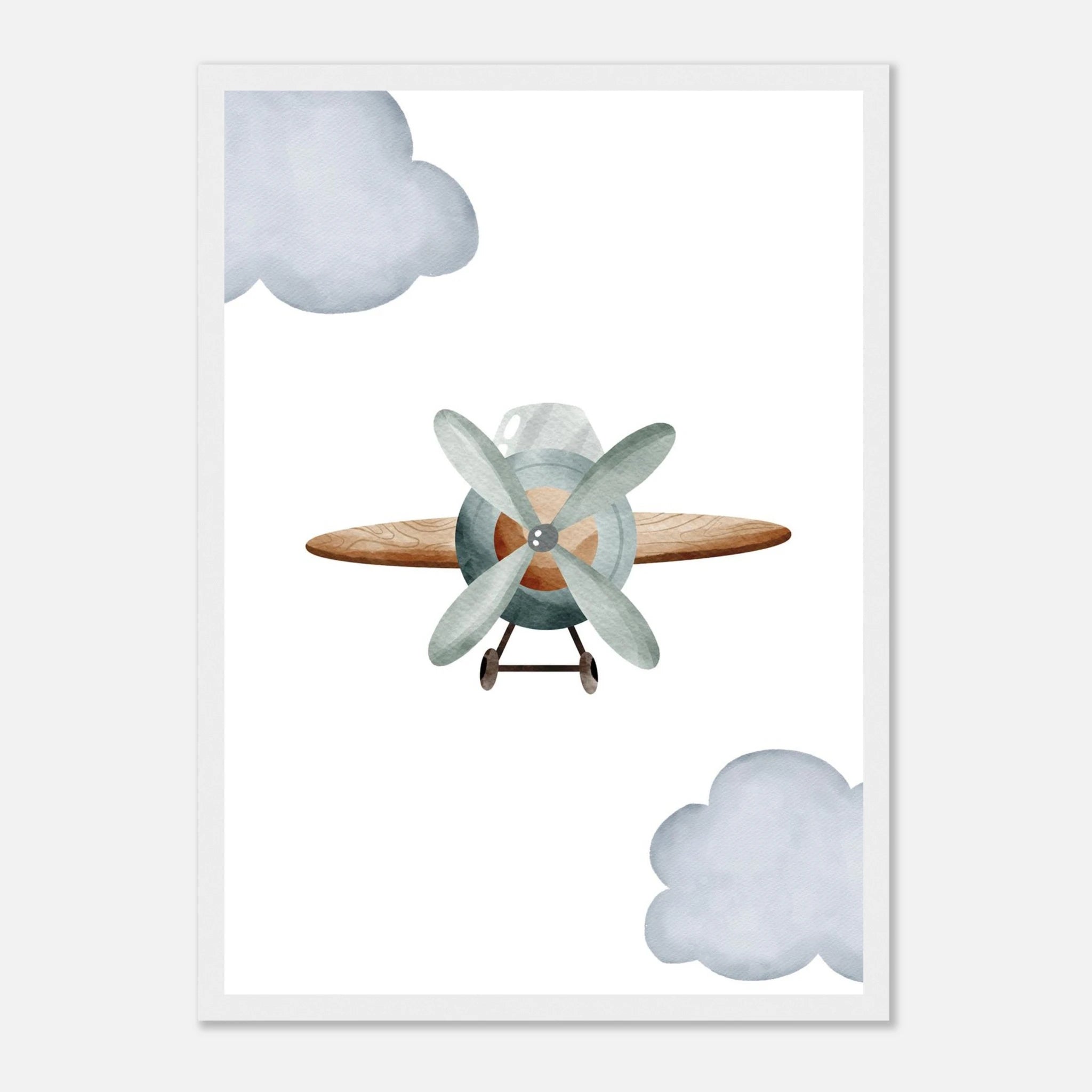 White frame - Vintage Wooden Propeller Plane Wall Art - Olga