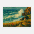 White frame 21x29.7 cm 8x12" - “Wild Coast” | Dramatic Ocean Wave Painting - Play By Print