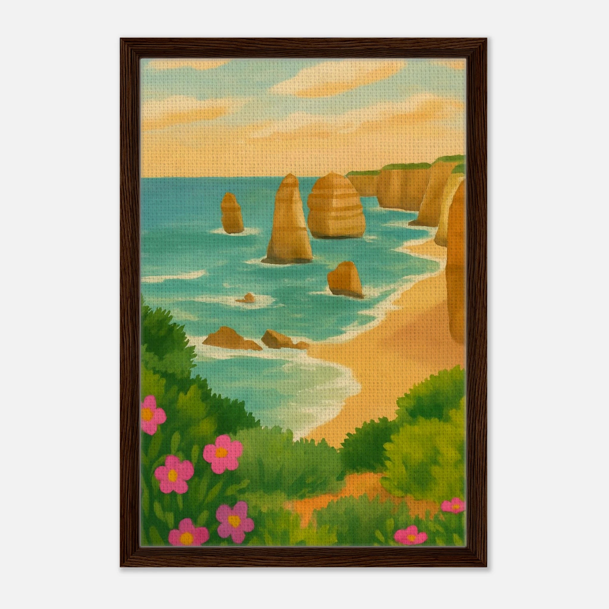 Dark wood frame 40x60 cm 16x24″ - Twelve Apostles Coastal Canvas Wall Art - Play By Print