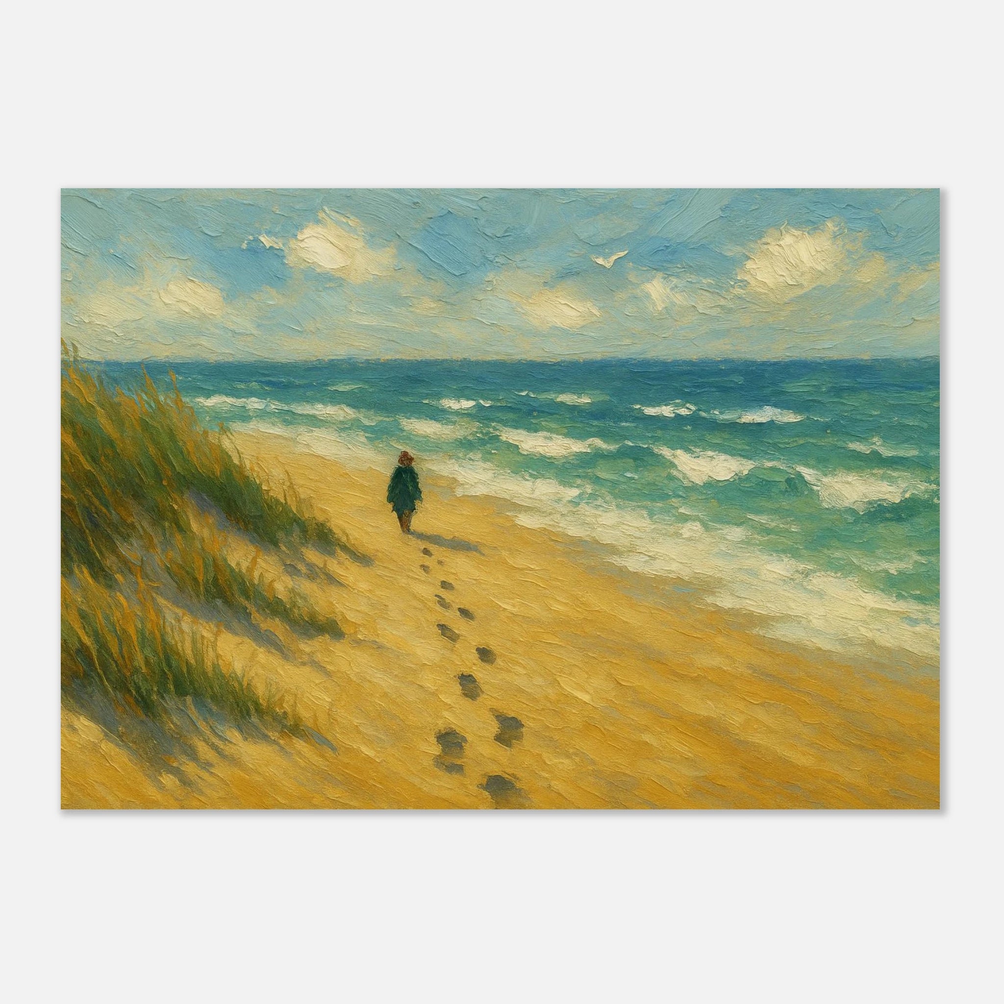 Unframed A1 (59.4 x 84.1 cm) - “Coastal Solitude” | Peaceful Beach Walk - Play By Print