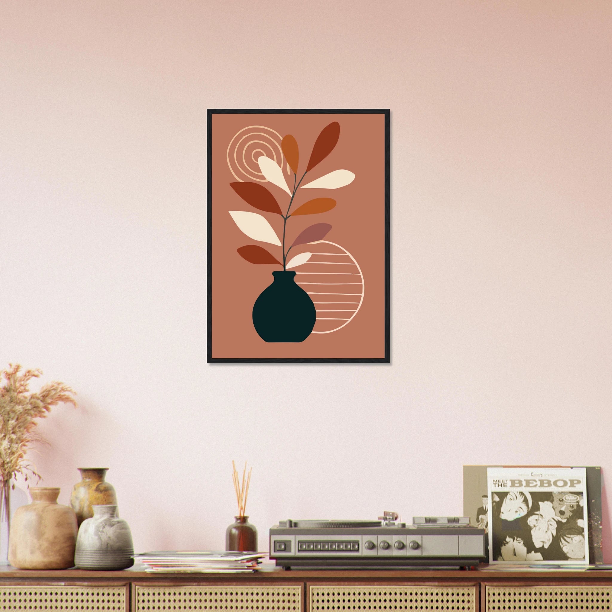 # all-groups - Terracotta Vase & Leaf Modern Abstract Wall Art - Jerin
