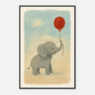 Black frame 60x90 cm 24x36″ - Baby Elephant with Balloon – Gouache Nursery Art Print - Play By Print