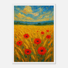 White frame A3 (29.7 x 42 cm) - Golden Poppy Field Print | Vibrant Impressionist Landscape - Play By Print