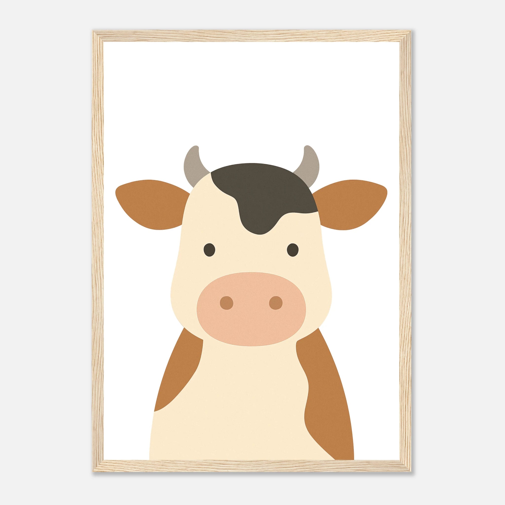 Wood frame - Cow – Minimalist Farm Animal Art Print - Play By Print