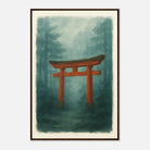 Dark wood frame 60x90 cm 24x36″ - Torii Gate in Mist – Gouache Japanese Landscape Art Print - Play By Print