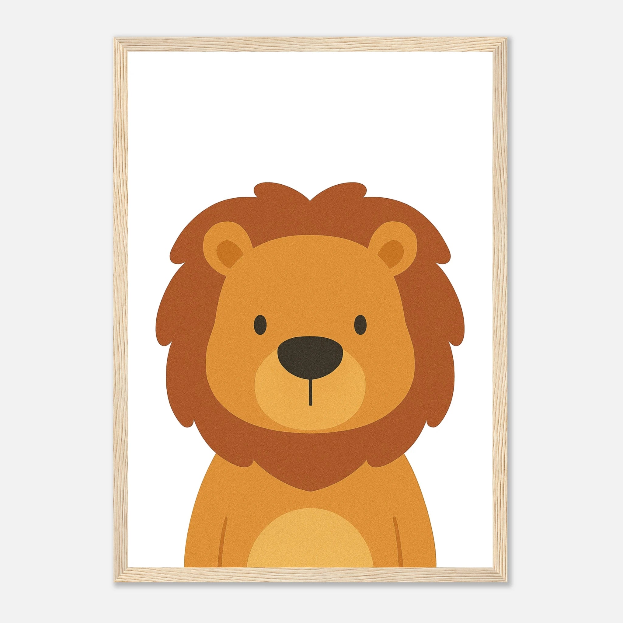 Wood frame - Lion Nursery Print – Jungle Animal Art for Kids - Play By Print