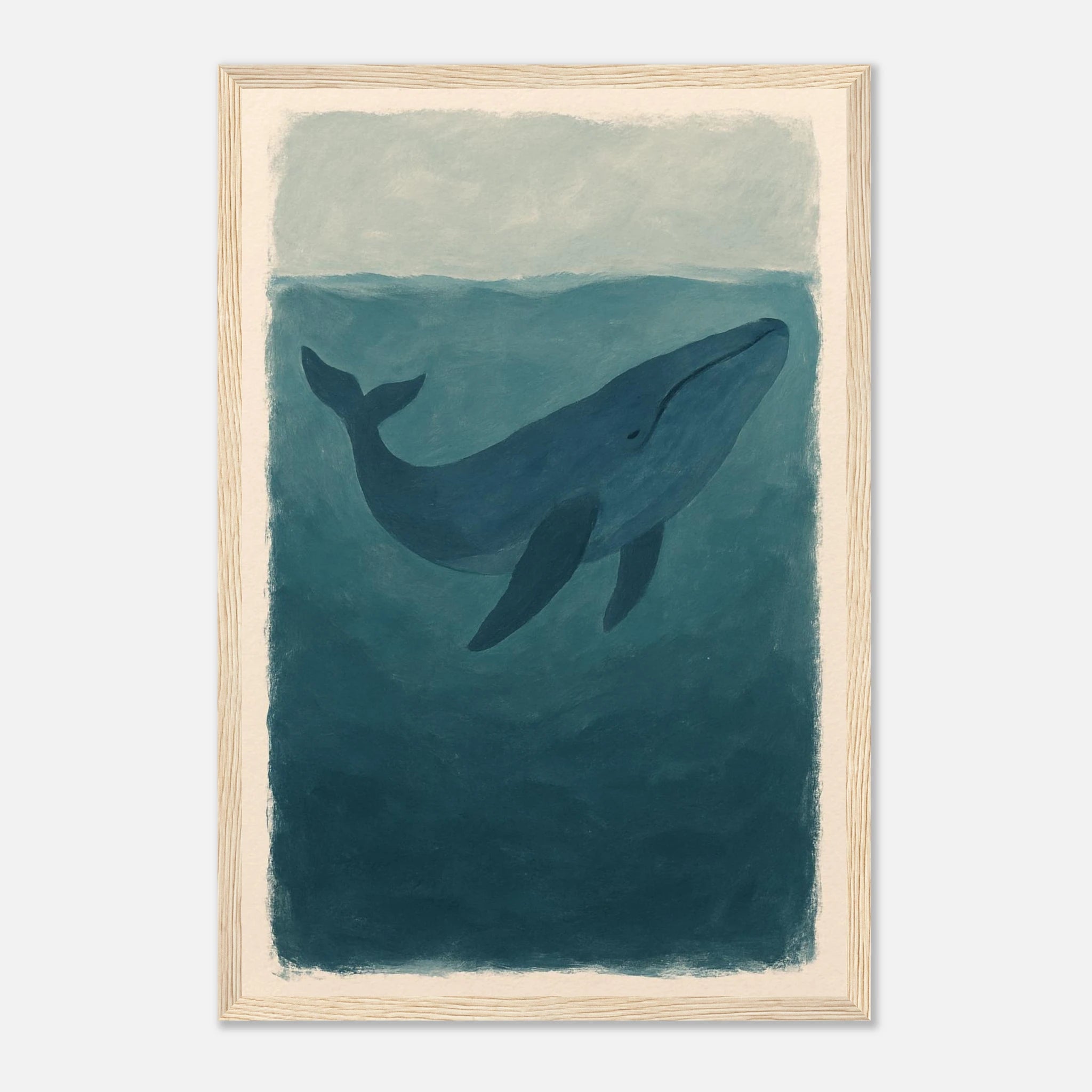 Wood frame 30x45 cm 12x18″ - Blue Whale – Gouache-Style Art Print - Play By Print