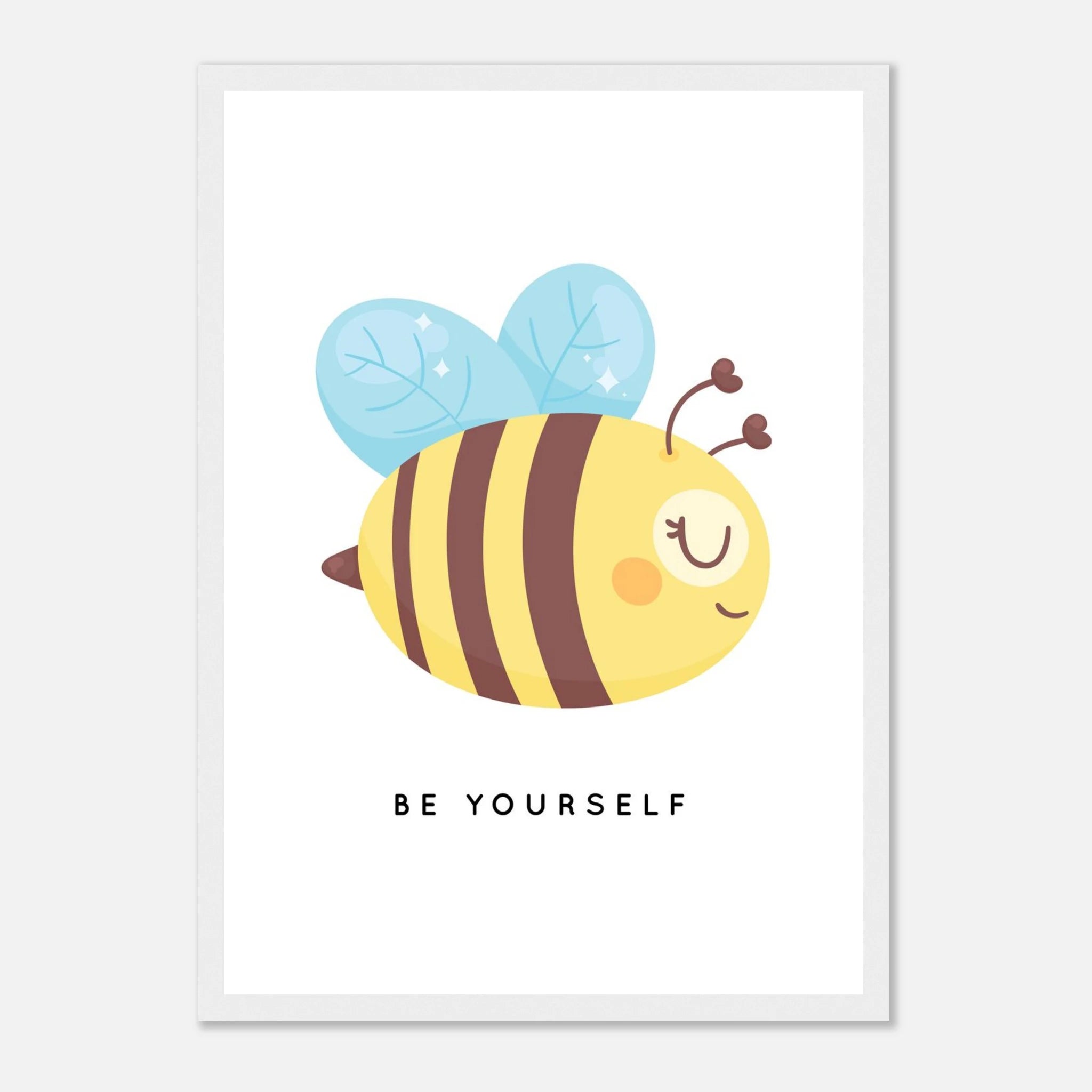 White frame - Be Yourself Bee Poster | Positive Quote Wall Art for Kids - Elena