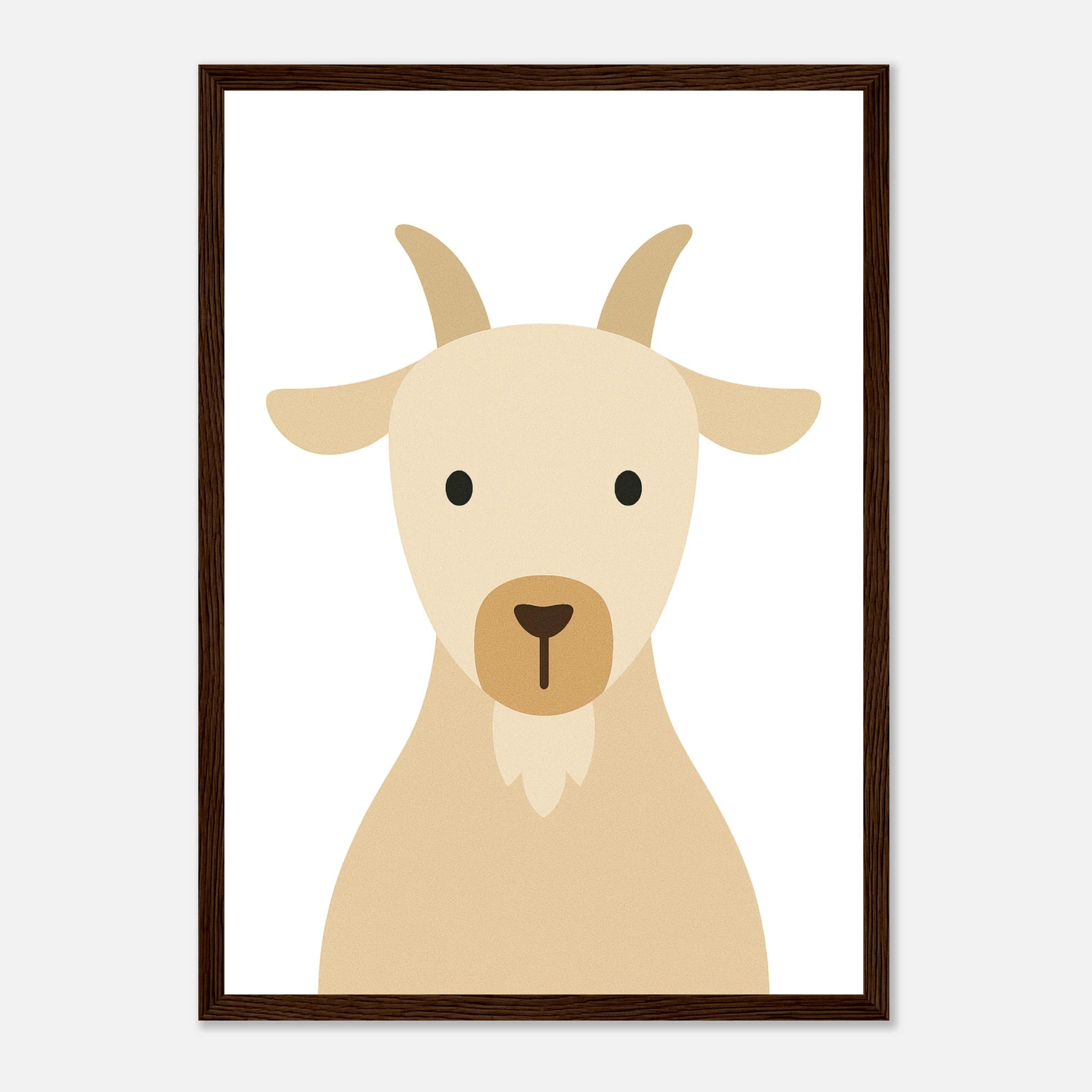 Dark wood frame - Goat – Minimalist Farm Animal Art Print | Nursery or Classroom Wall Poster - Play By Print