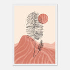 White frame - Terracotta Sun & Palm – Minimalist Abstract Desert Landscape by Daisy - Daisy