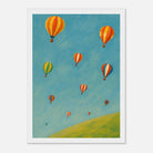 White frame A4 (21x29.7 cm 8x12") - Up and Away Hot Air Balloon Wall Art | Whimsical Nursery or Playroom Print - Play By Print