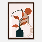 Dark wood frame - Terracotta Leaves in Vase Modern Abstract Wall Art - Jerin