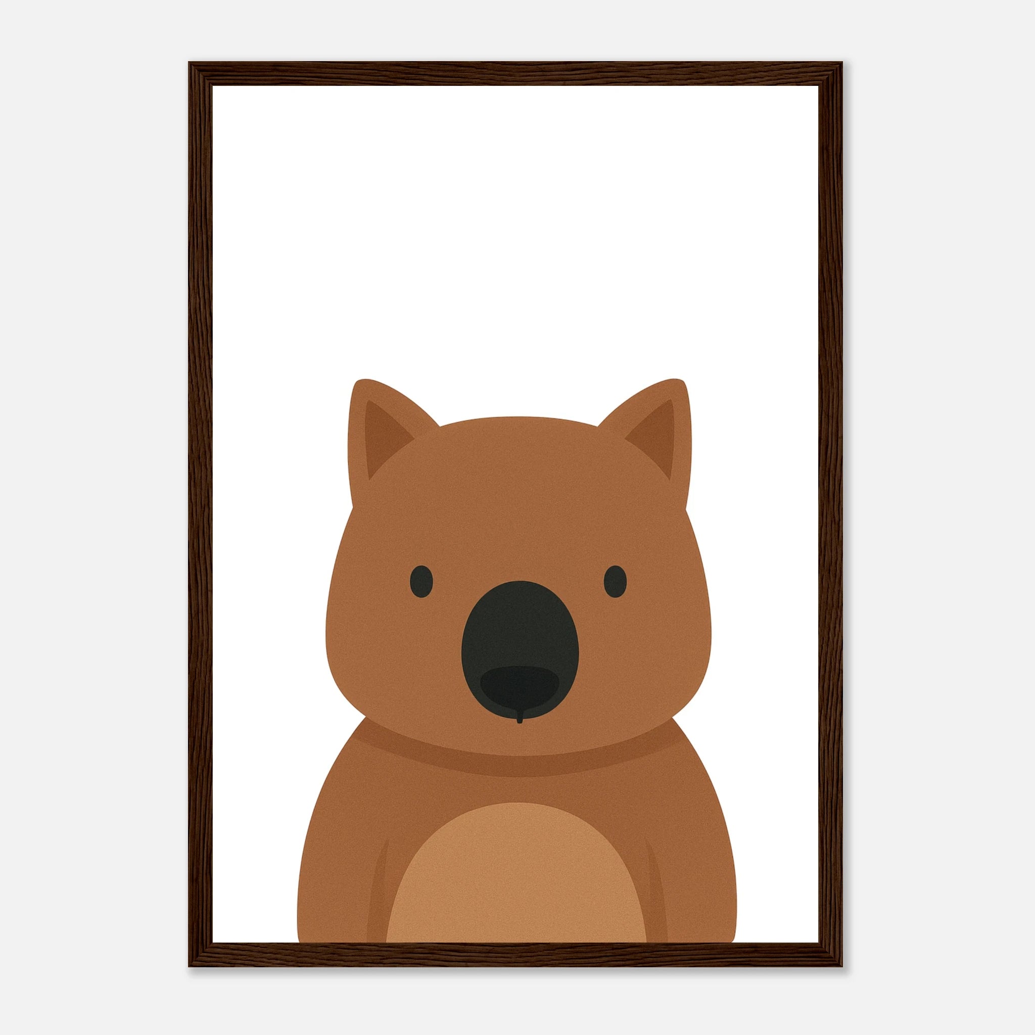 Dark wood frame - Wombat Nursery Print – Cute Australian Animal Wall Art - Play By Print