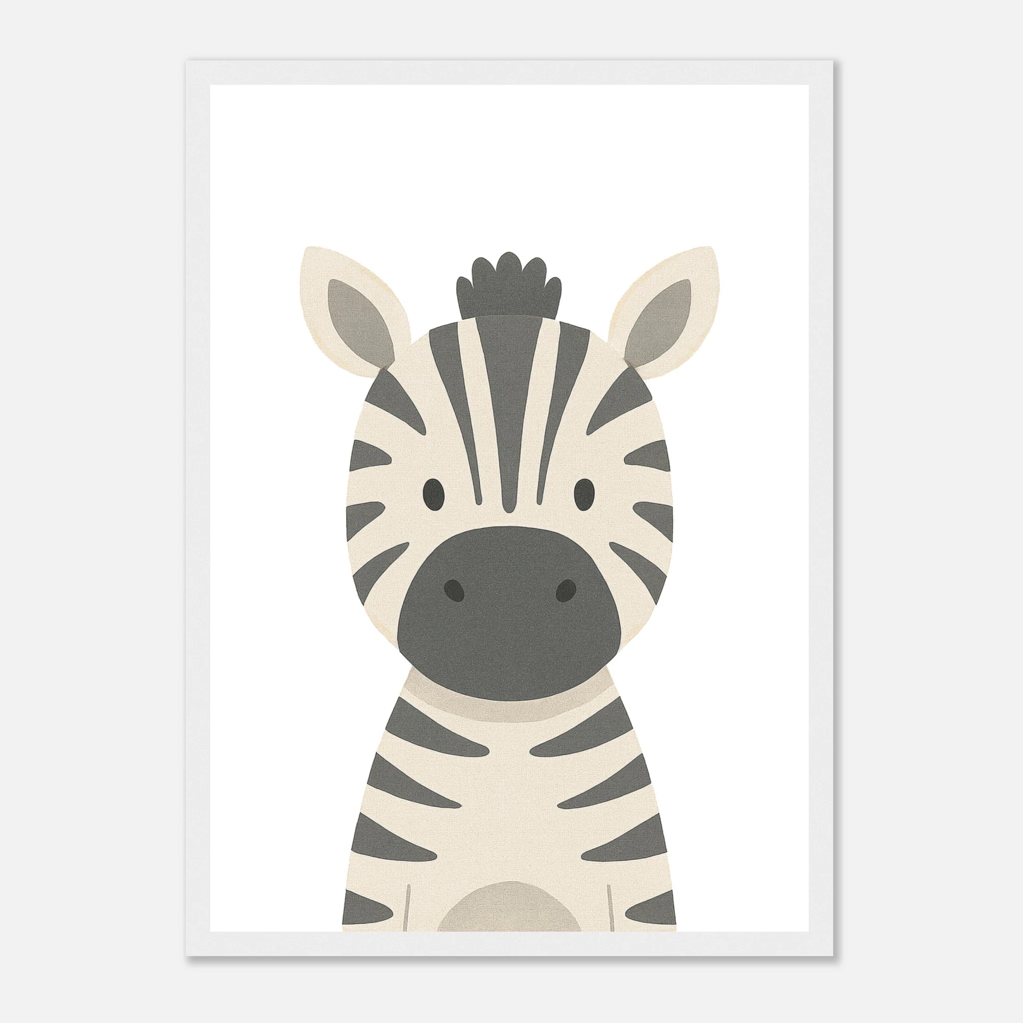 White frame - Zebra – Minimalist Safari Animal Art Print | Monochrome Nursery or Kids’ Poster - Play By Print