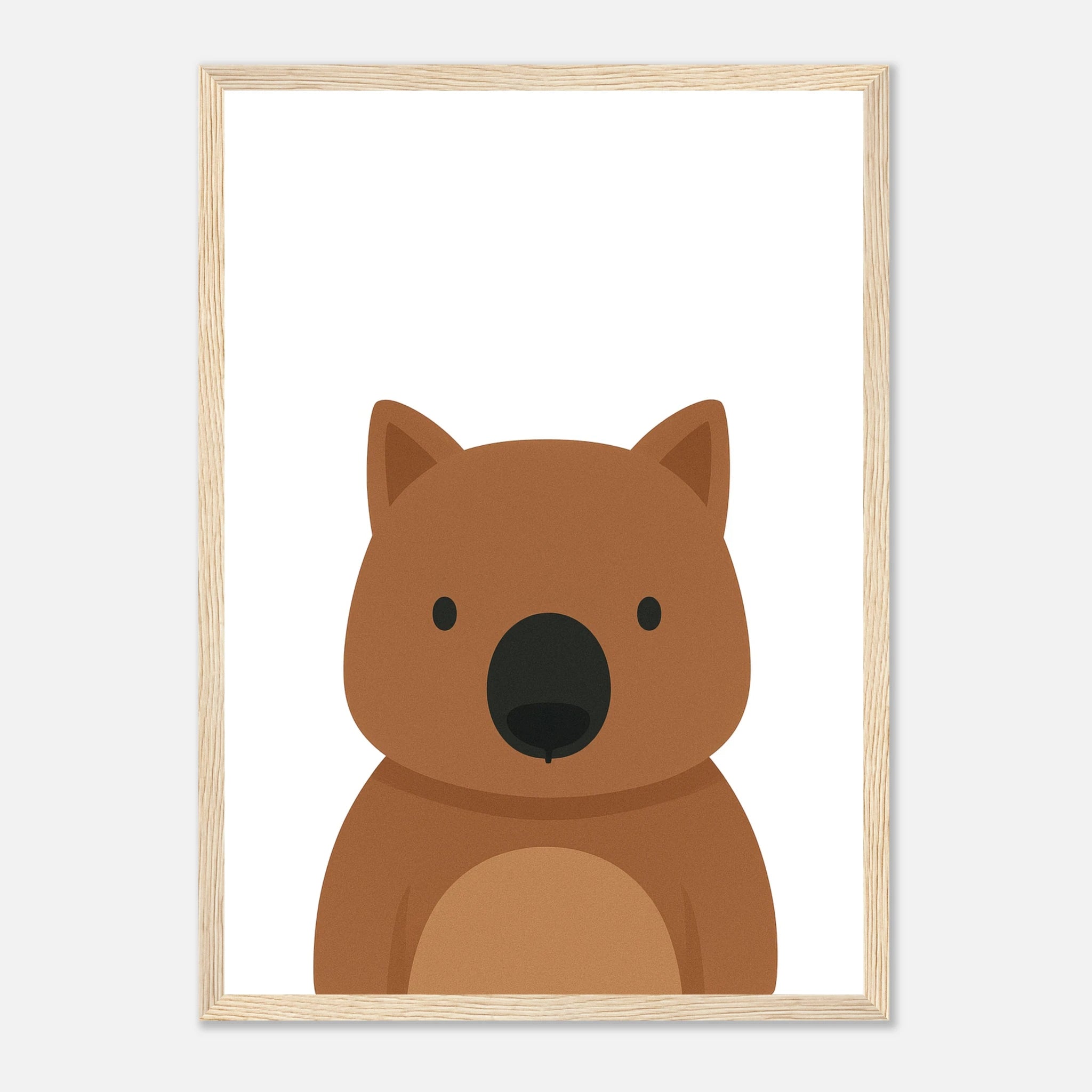 Wood frame - Wombat Nursery Print – Cute Australian Animal Wall Art - Play By Print