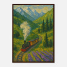 Dark wood frame A2 (42 x 59.4 cm) - Mountain Steam Train Wall Art | Textured Painterly Travel - Play By Print