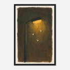 Black frame 30x45 cm 12x18″ - Moths at the Lamp – Gouache-Style Art Print - Play By Print