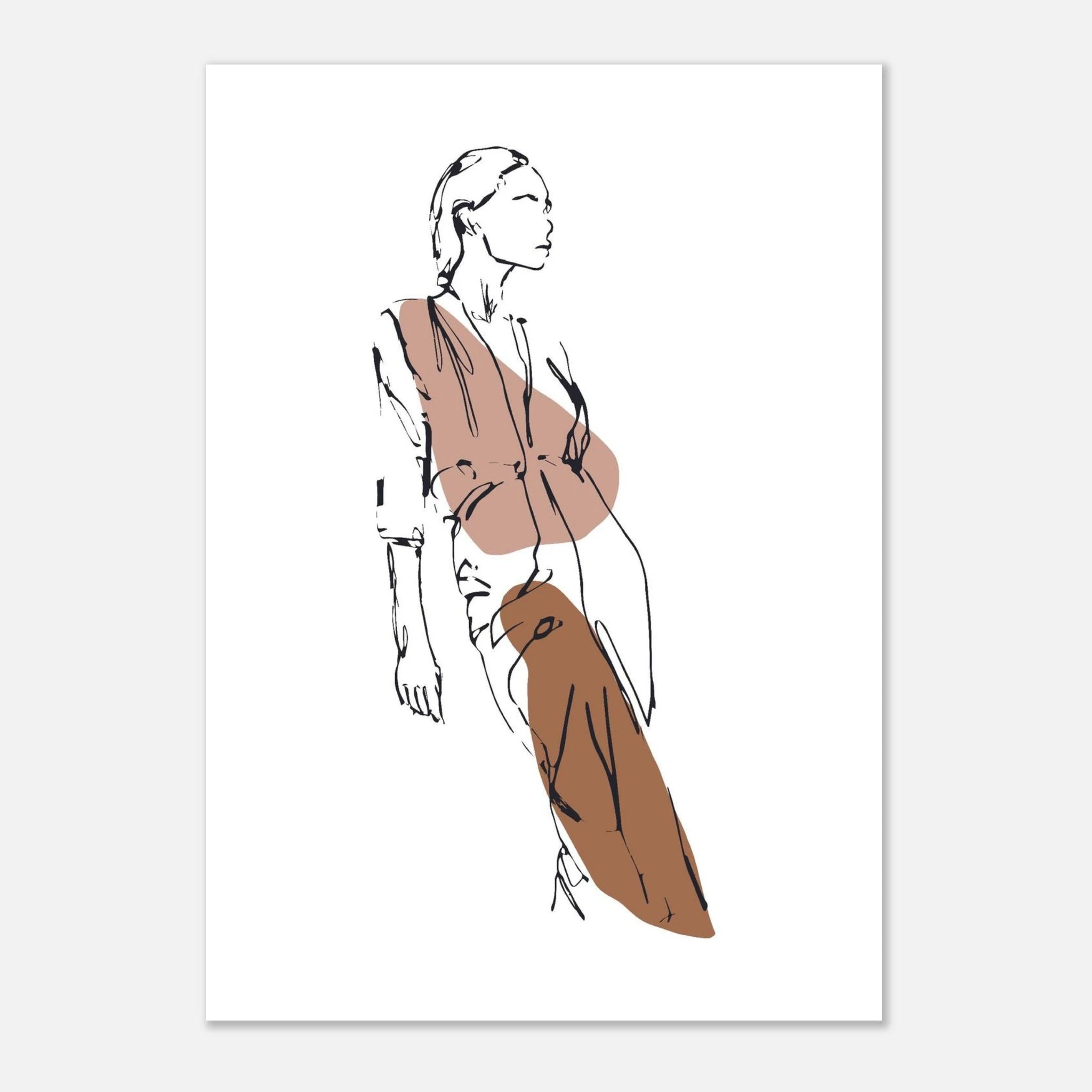 Unframed - Modern Muse – Minimalist Fashion Figure Line Art Print - Daisy