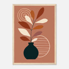 Wood frame - Terracotta Vase & Leaf Modern Abstract Wall Art - Jerin
