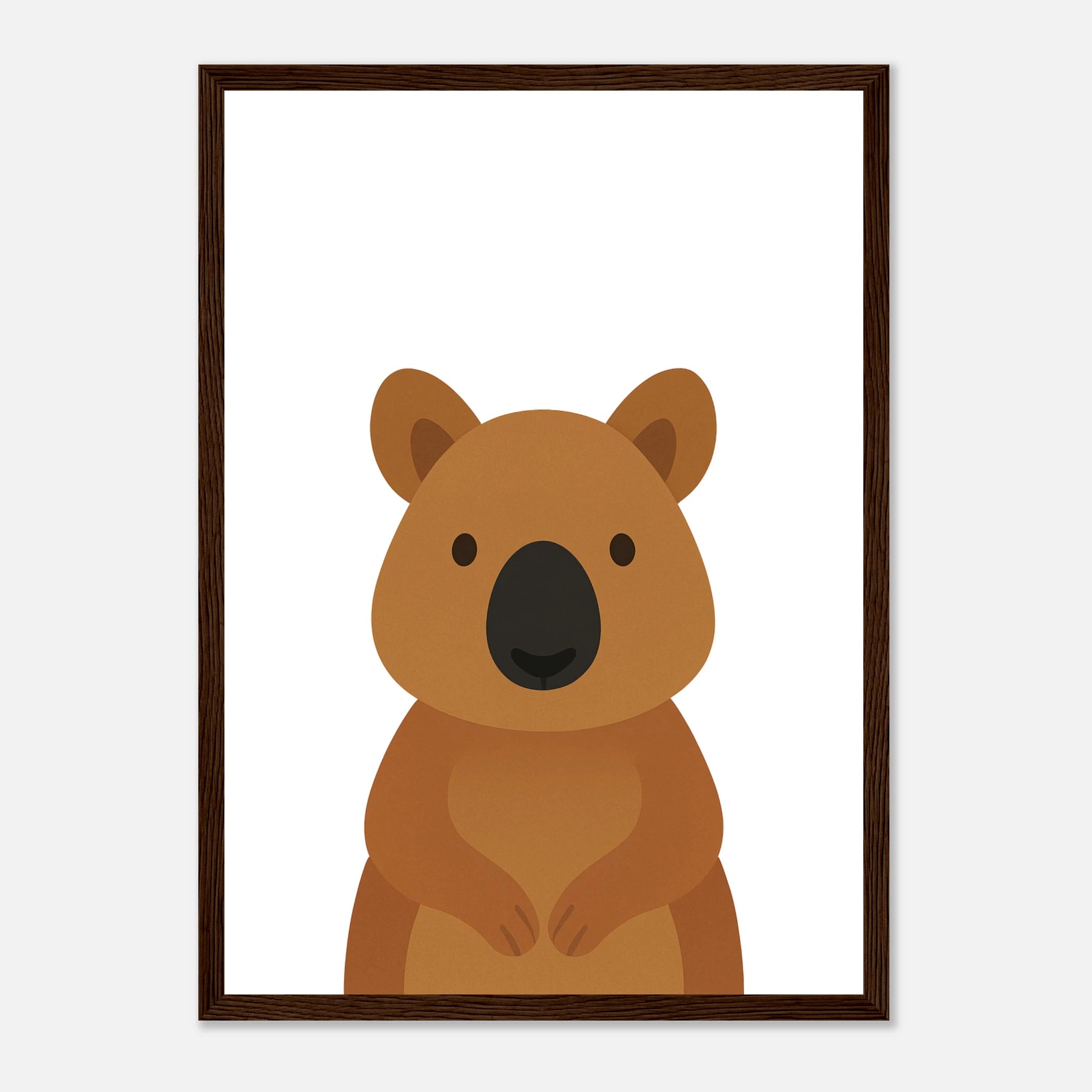 Dark wood frame - Quokka – Minimalist Australian Animal Art Print - Play By Print
