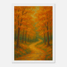 White frame 21x29.7 cm 8x12" - Golden Autumn Pathway Wall Art | Tranquil Woodland - Play By Print