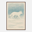Dark wood frame 60x90 cm 24x36″ - Silent Steps – Arctic Fox in Snow Wall Art Print - Play By Print