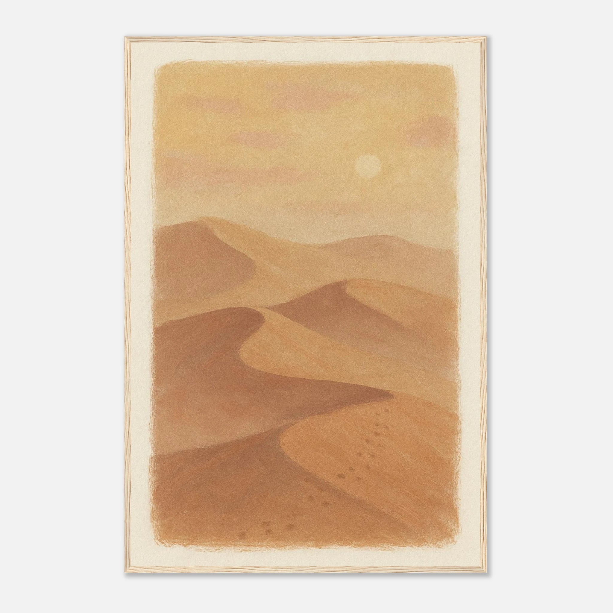 Wood frame 60x90 cm 24x36″ - Golden Haze – Soft Desert Dunes Wall Art Print - Play By Print