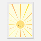 White frame - Sunshine Rays Nursery Print | Happy Yellow Sun Wall Art by Iris - Iris