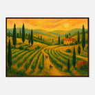 Dark wood frame A1 (59.4 x 84.1 cm) - “Sunset Over Tuscany” | Golden Vineyard Landscape - Play By Print