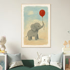 # all-groups - Baby Elephant with Balloon – Gouache Nursery Art Print - Play By Print