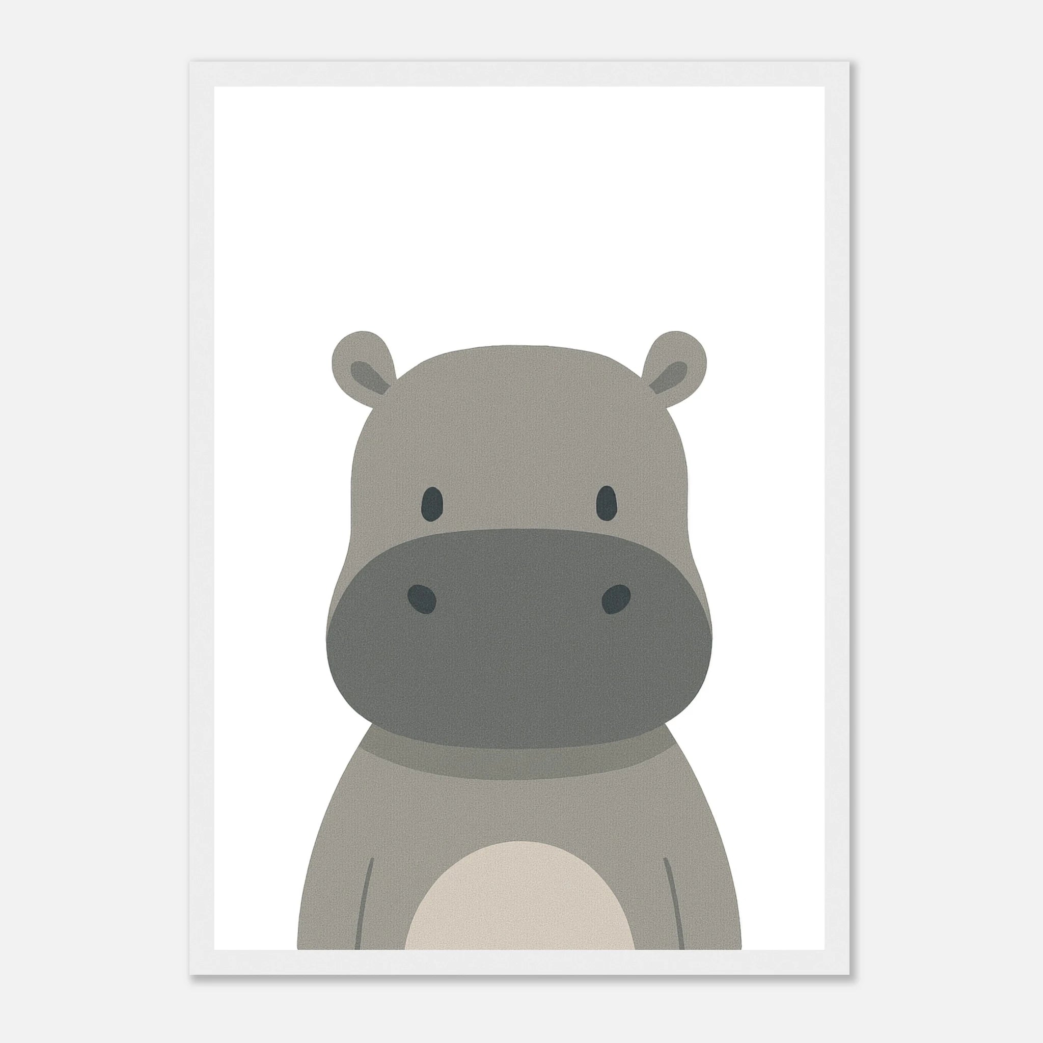 White frame - Hippo – Minimalist Safari Animal Art Print - Play By Print