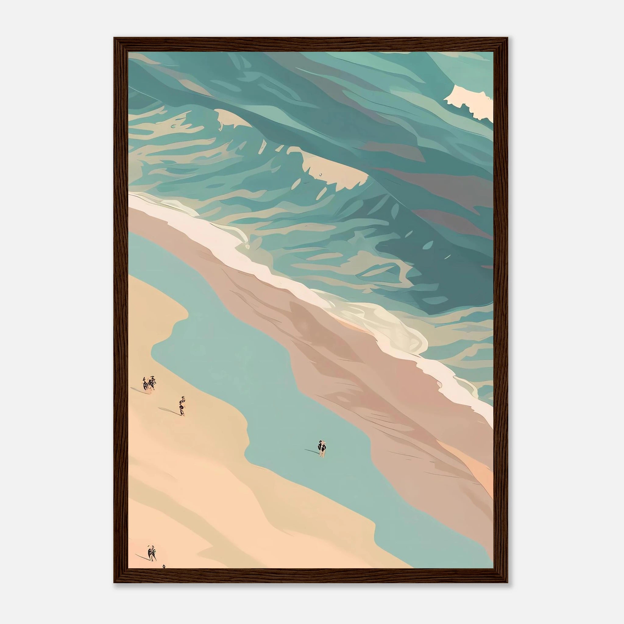 Dark wood frame - Coastal Horizon Abstract Costal Art | Centre Panel - Play By Print