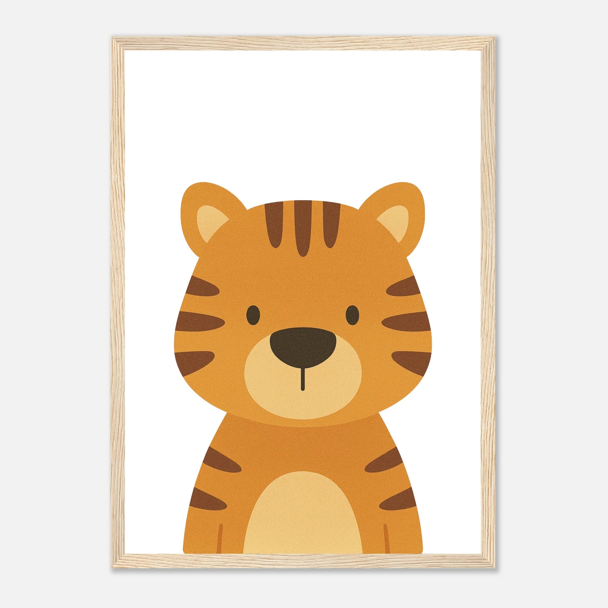Wood frame - Tiger – Minimalist Jungle Animal Art Print | Safari Nursery or Kids’ Room Poster - Play By Print