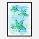 Black frame A3 (29.7 x 42 cm) - Tide Treasures – Watercolour Starfish Art Print 🌟🩵 - Play By Print