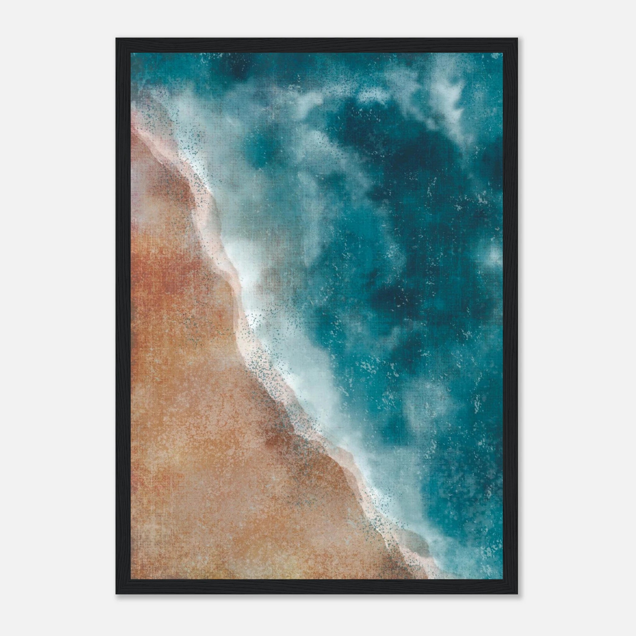 Black frame - Stormy Shoreline – Moody Coastal Watercolour Art Print - Daisy