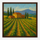 Dark wood frame 30x30 cm 12x12″ - “Golden Rows” | Tuscany Vineyard Landscape Print - Play By Print