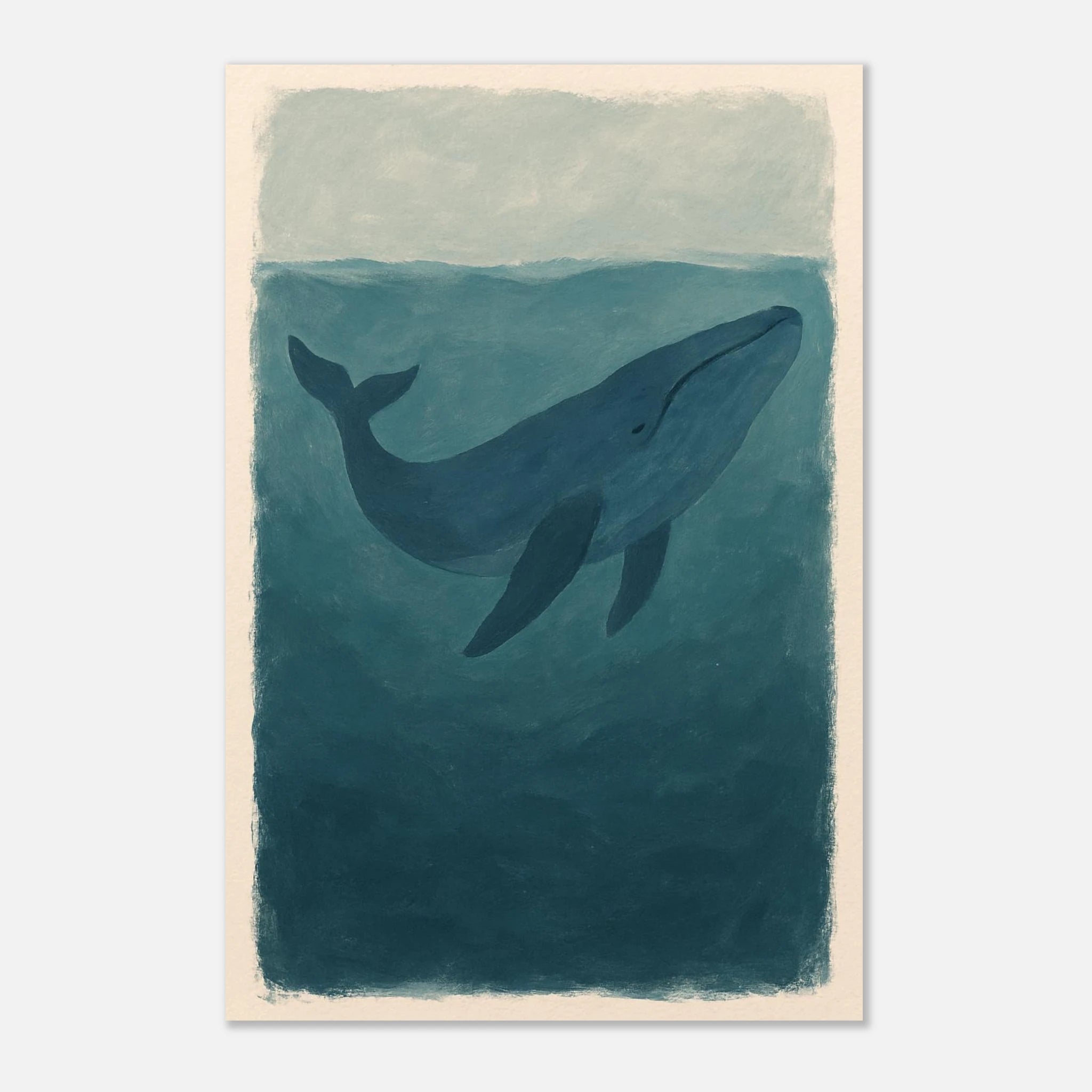 Unframed 30x45 cm 12x18″ - Blue Whale – Gouache-Style Art Print - Play By Print