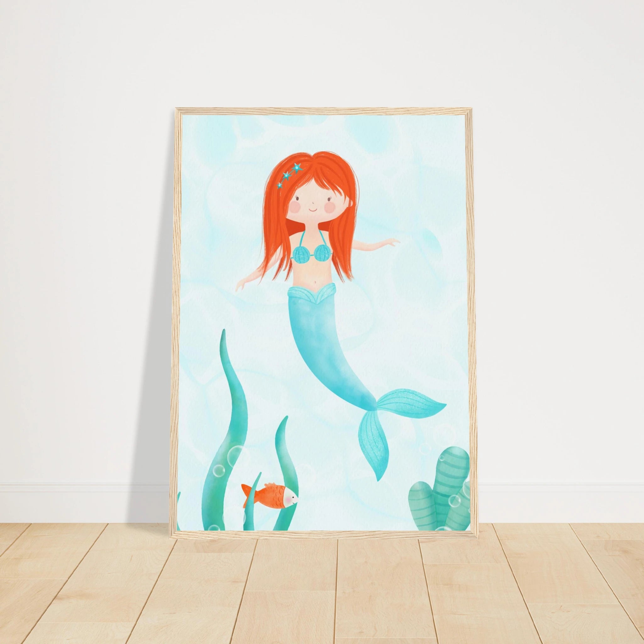 # all-groups - Redhead Mermaid Wall Art | Watercolour Ocean Nursery Print for Girls - Iris