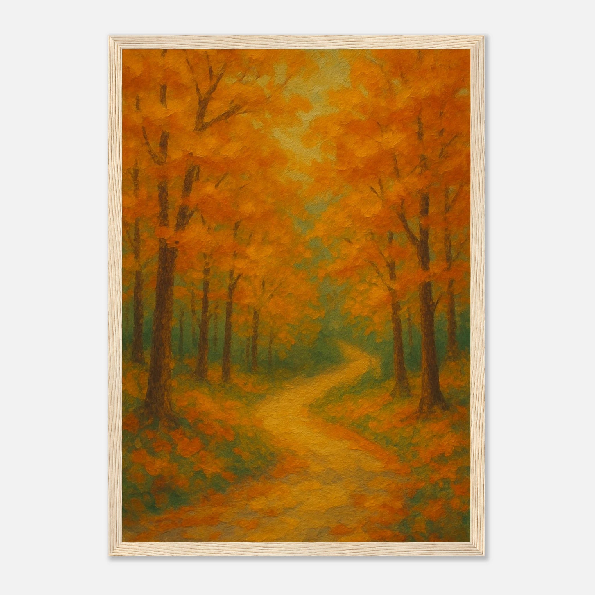 Wood frame A3 (29.7 x 42 cm) - Golden Autumn Pathway Wall Art | Tranquil Woodland - Play By Print