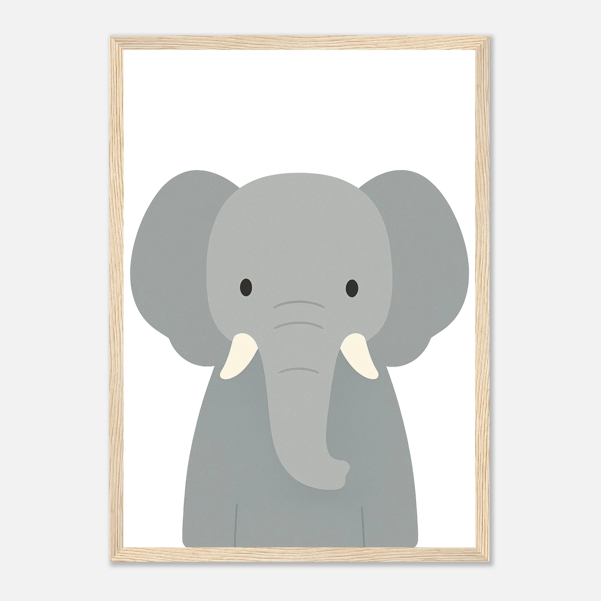 Wood frame - Elephant – Minimalist Animal Art Print | Modern Nursery or Safari-Themed Poster - Play By Print