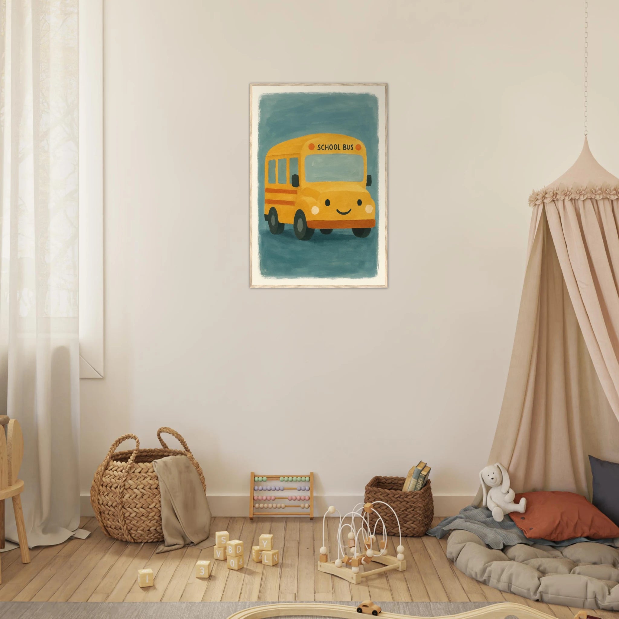 # all-groups - Happy School Bus – Whimsical Nursery Art Print - Play By Print