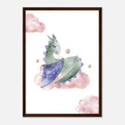 Dark wood frame - Watercolour Sleeping Dragon Wall Art - Olga