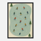 Black frame A3 (29.7 x 42 cm) - Winter Ice Skating Print | Whimsical Folk Art Style - Play By Print