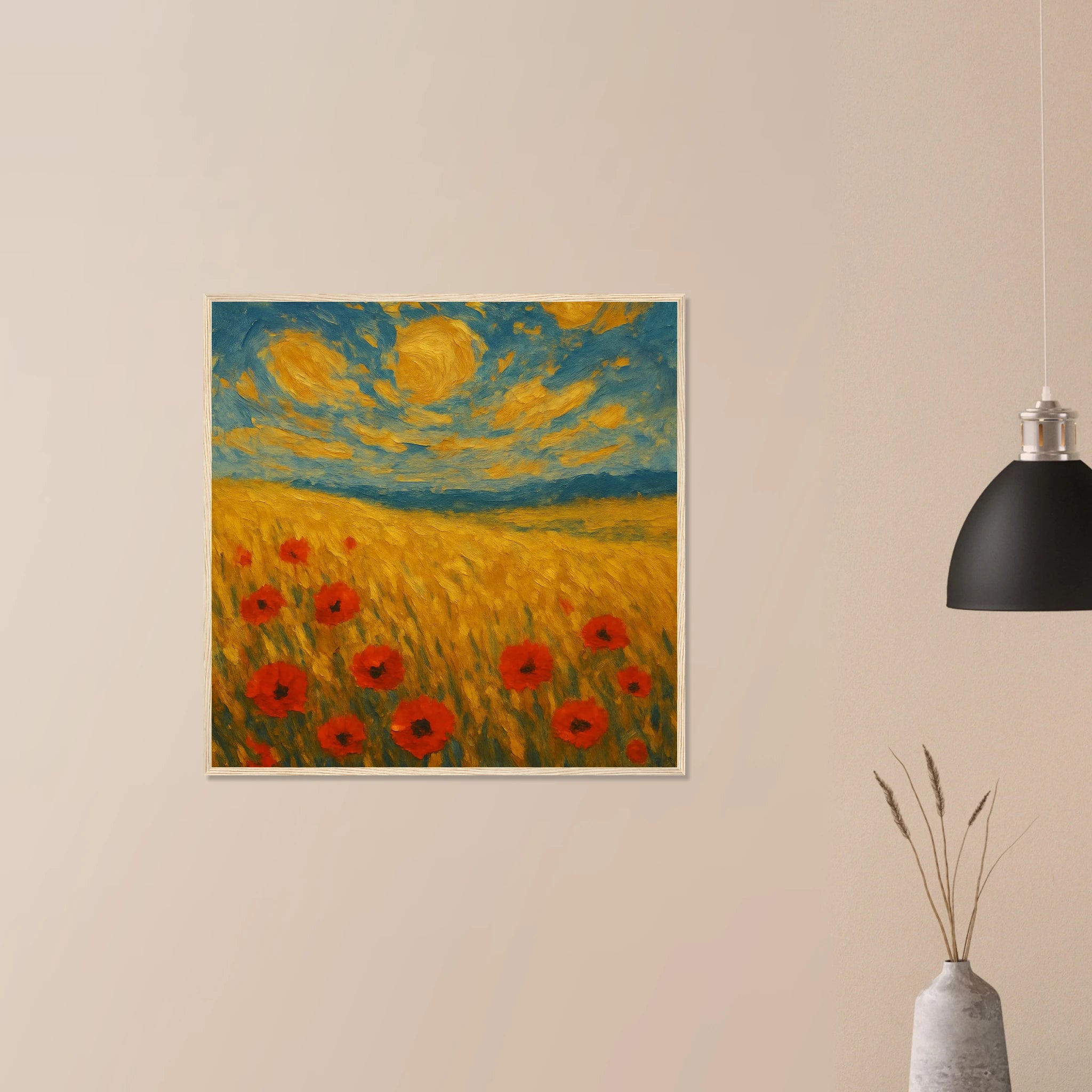 # all-groups - “Sun-Spun Fields” | Golden Wheat & Poppy Field Art Print - Play By Print