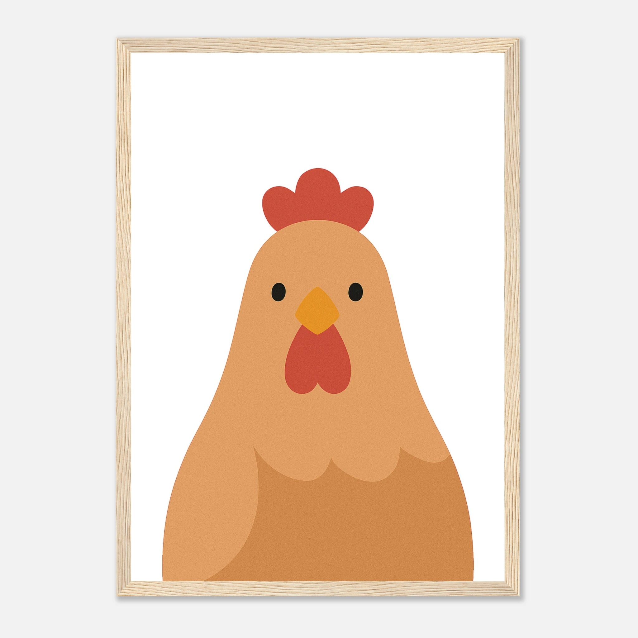 Wood frame - Chicken Nursery Print – Farm Animal Wall Art for Kids - Play By Print