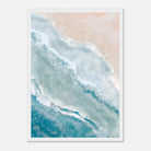 White frame - Soft Shoreline – Abstract Coastal Waves in Pastel by Daisy - Daisy
