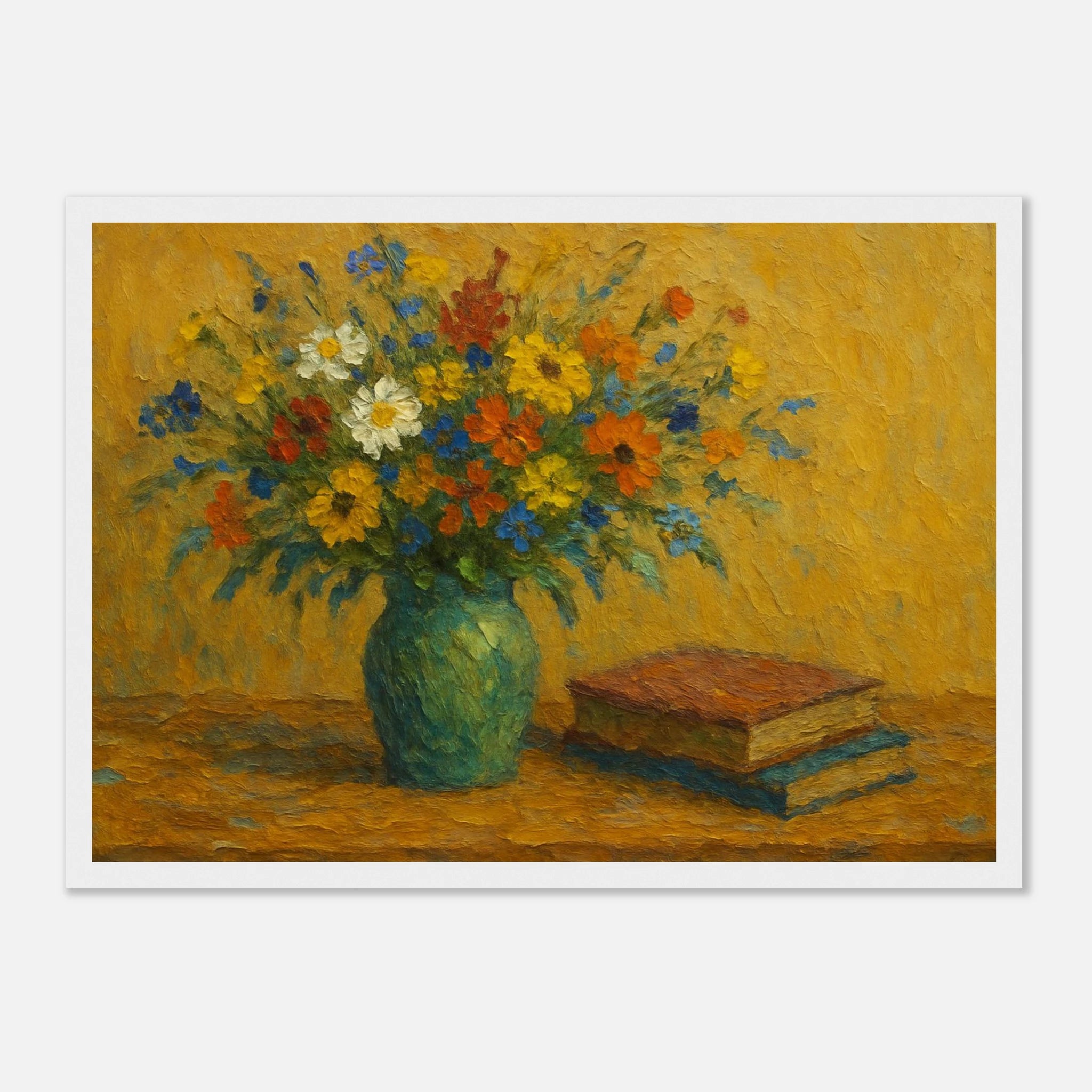 White frame A3 (29.7 x 42 cm) - “Wild Blooms & Well-Worn Pages” | Floral Still Life - Play By Print